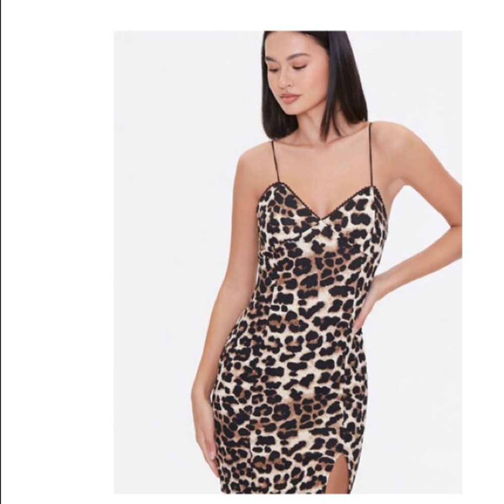 F21 cheetah print dress with slight split